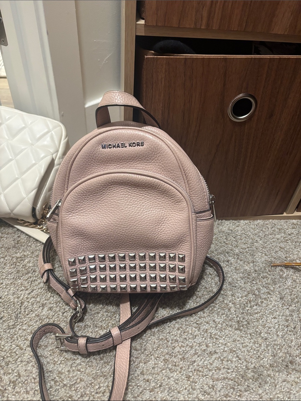 Michael Kors Blush Pink Mini Studded Leather Backpack
